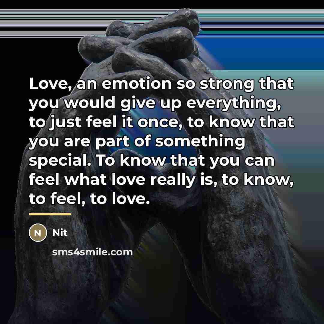 “Love, an emotion so strong that you would give up…” quote by Nit