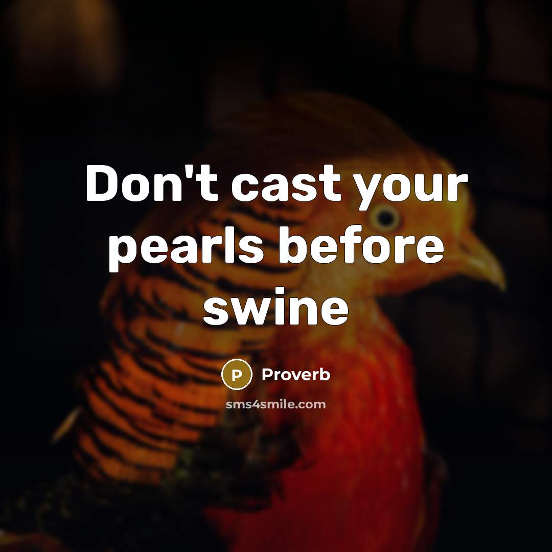 “Don't cast your pearls before swine” quote by Proverb