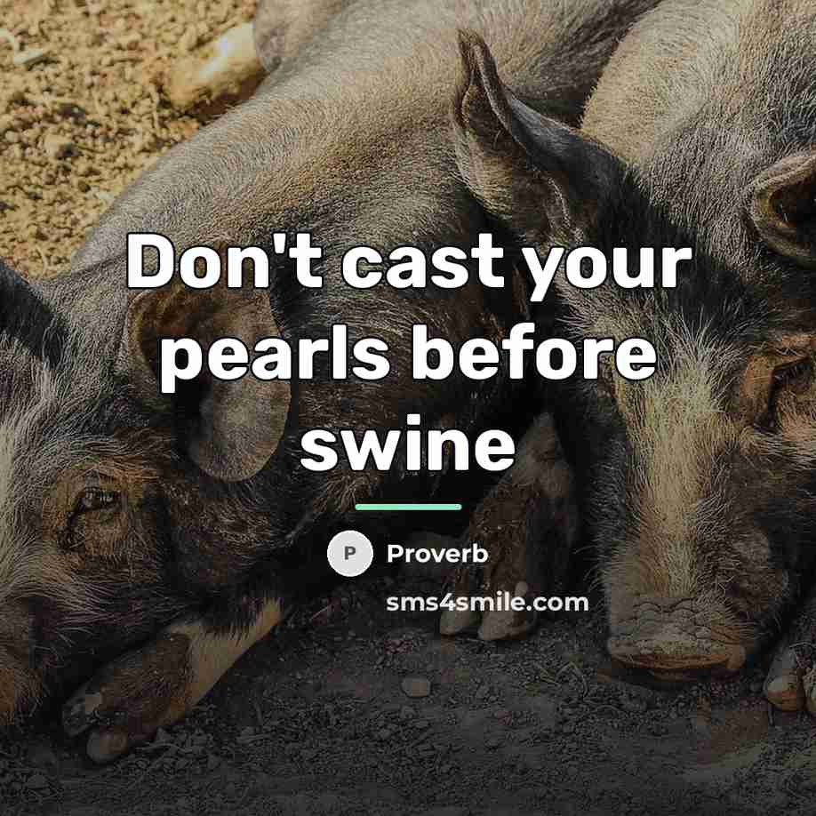 “Don't cast your pearls before swine…” quote by Proverb