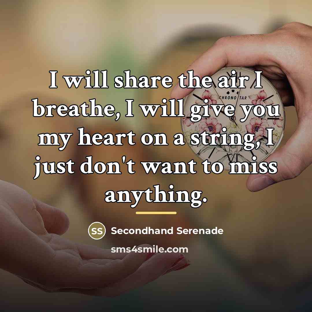 “I will share the air I breathe, I will give…” quote by Secondhand Serenade