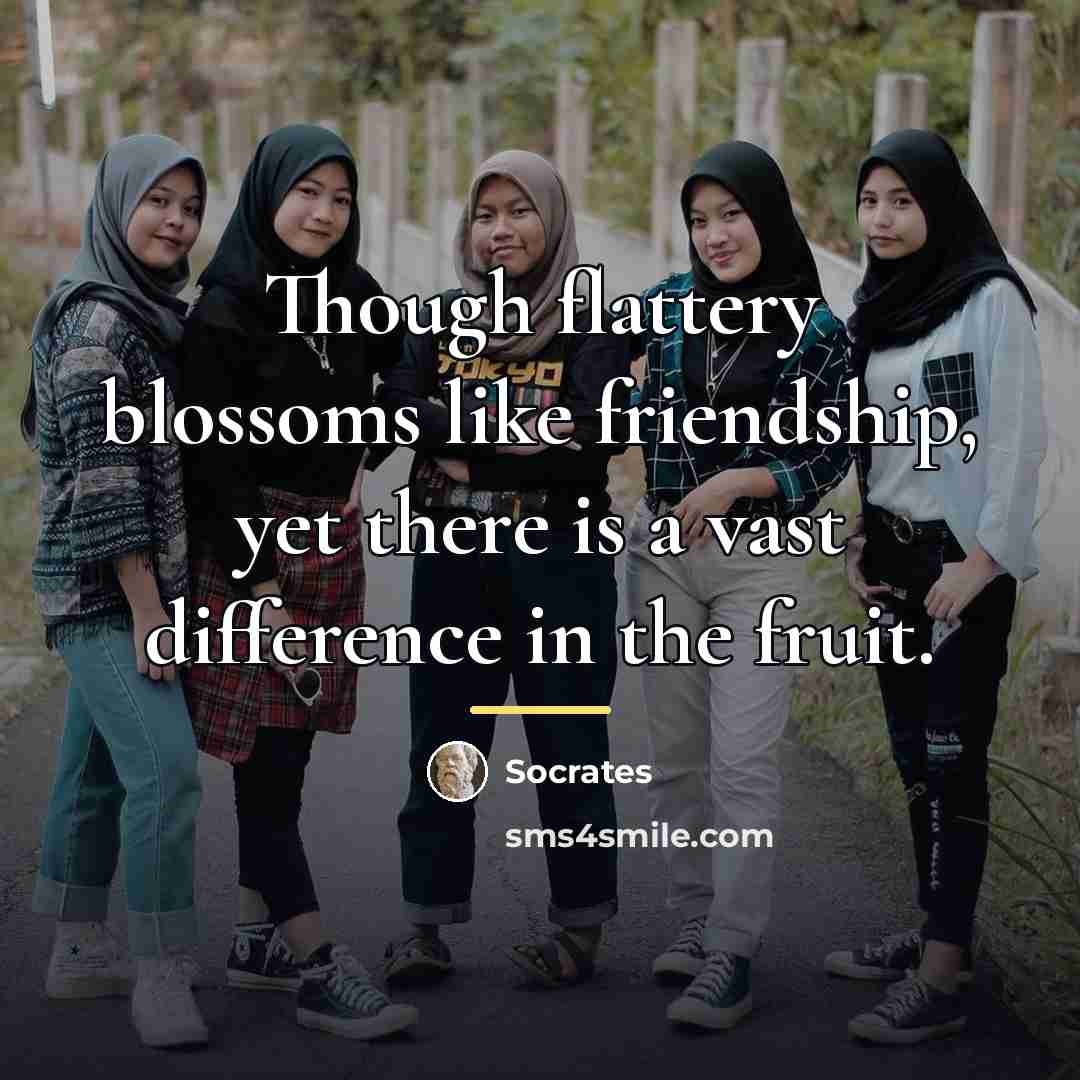“Though flattery blossoms like friendship, yet there is a vast…” quote by Socrates