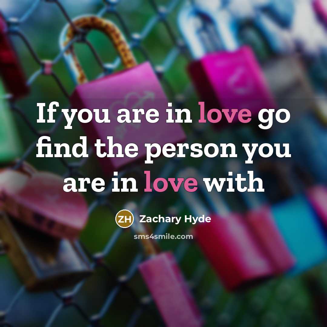 “If you are in love go find the person you…” quote by Zachary Hyde
