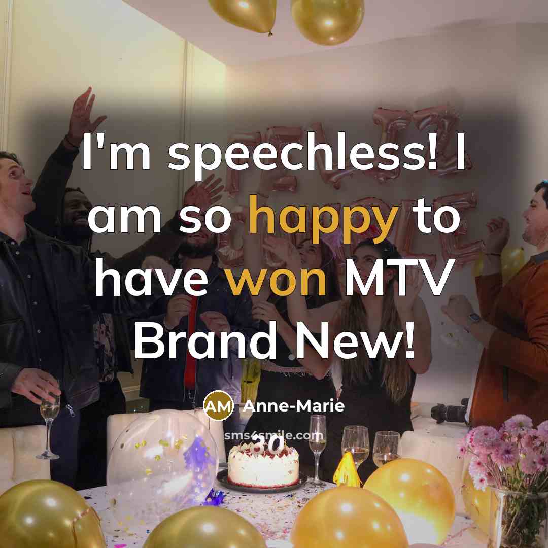 “I'm speechless! I am so happy to have won MTV Brand New!” quote by Anne-Marie