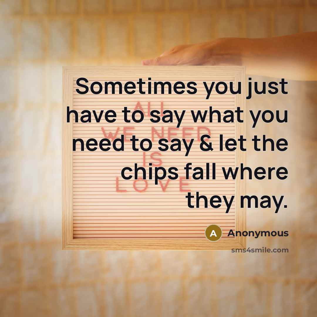 “Sometimes you just have to say what you need to say & let the chips fall where they may.” quote by Anonymous