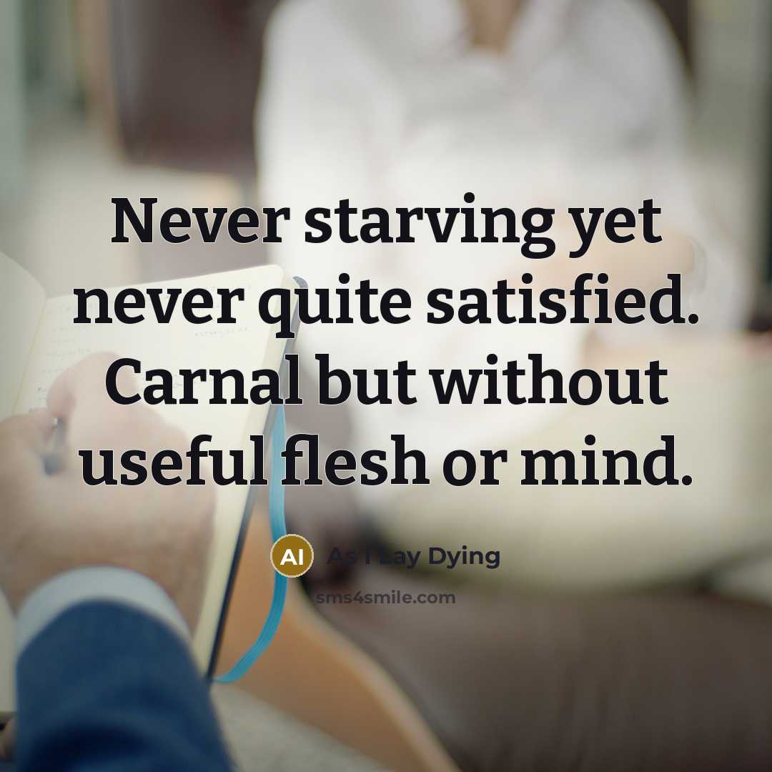 “Never starving yet never quite satisfied. Carnal but without useful…” quote by As I Lay Dying