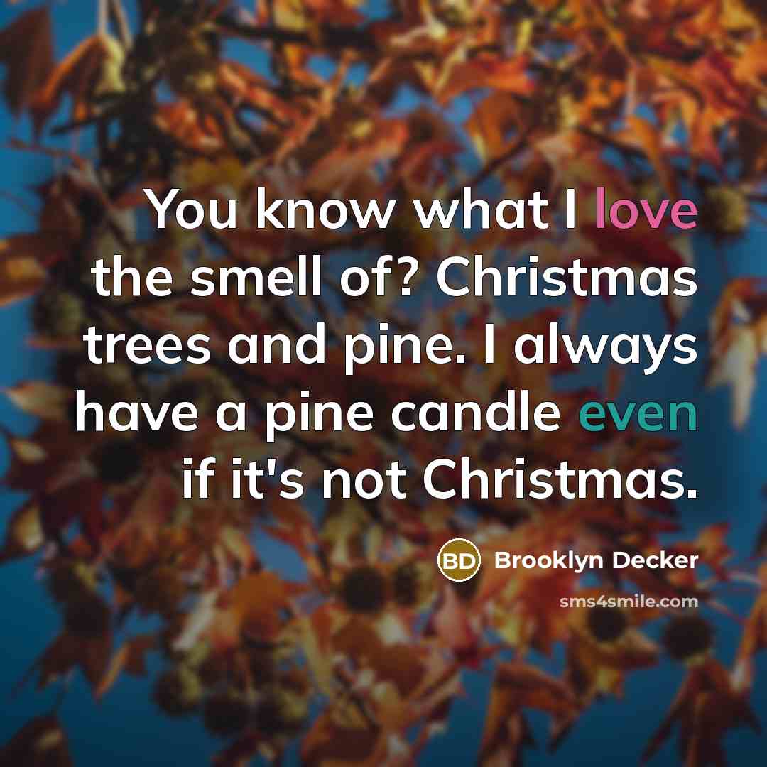 “You know what I love the smell of? Christmas trees…” quote by Brooklyn Decker