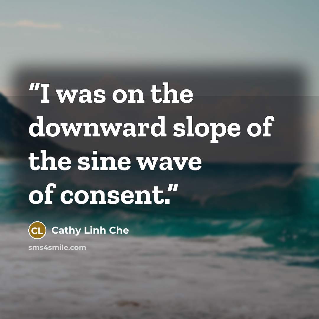“I was on the downward slope of the sine wave of consent.” quote by Cathy Linh Che
