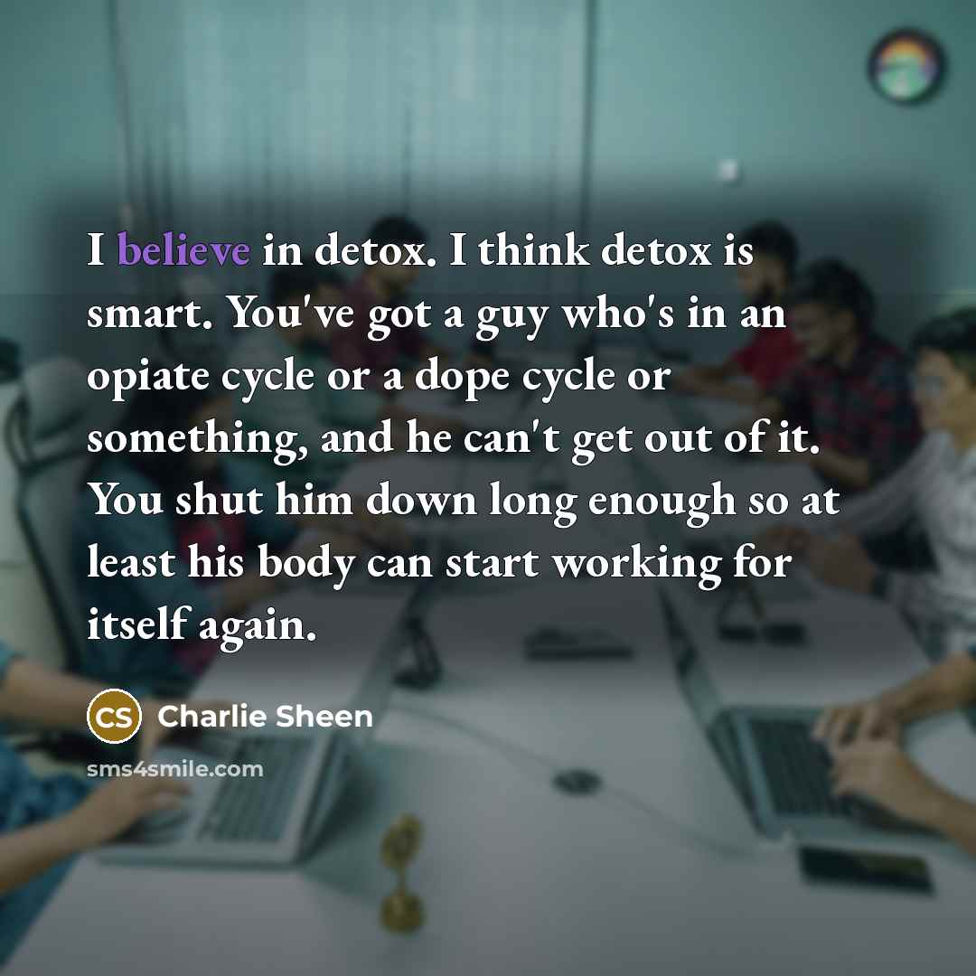 “I believe in detox. I think detox is smart. You've…” quote by Charlie Sheen