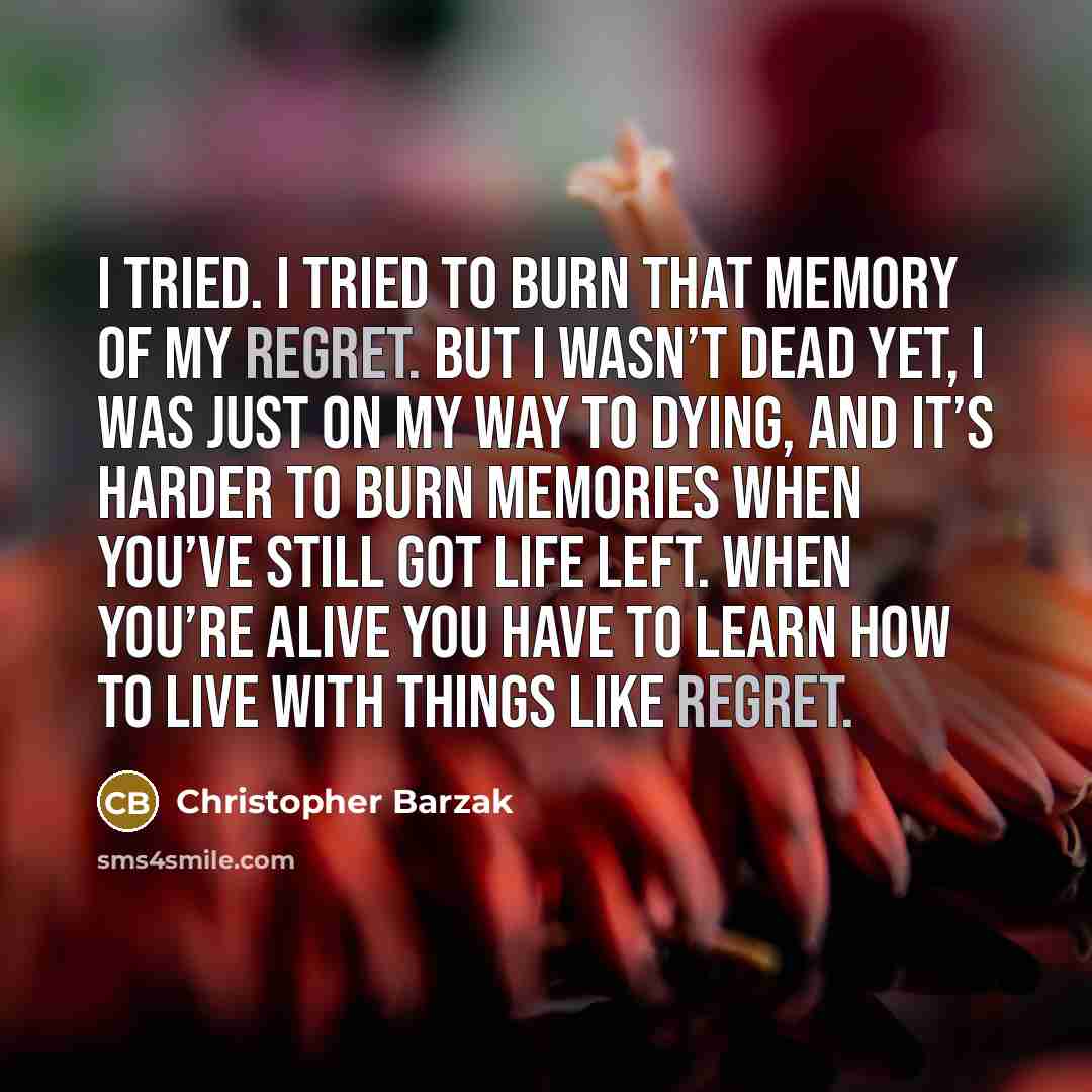 “I tried. I tried to burn that memory of my…” quote by Christopher Barzak