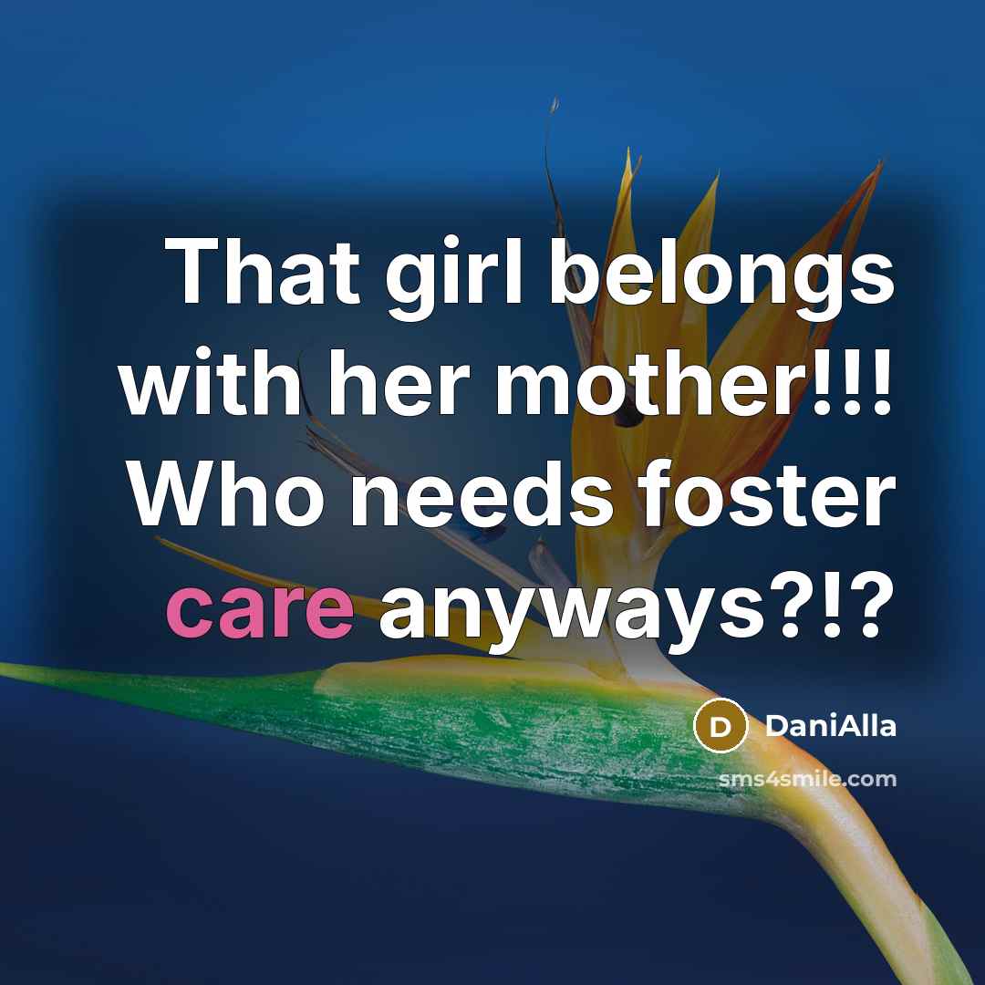 “That girl belongs with her mother!!! Who needs foster care…” quote by DaniAlla