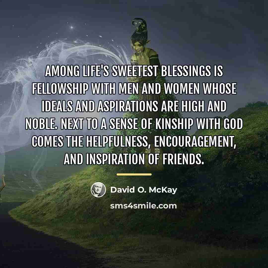 “Among life's sweetest blessings is fellowship with men and women…” quote by David O. McKay