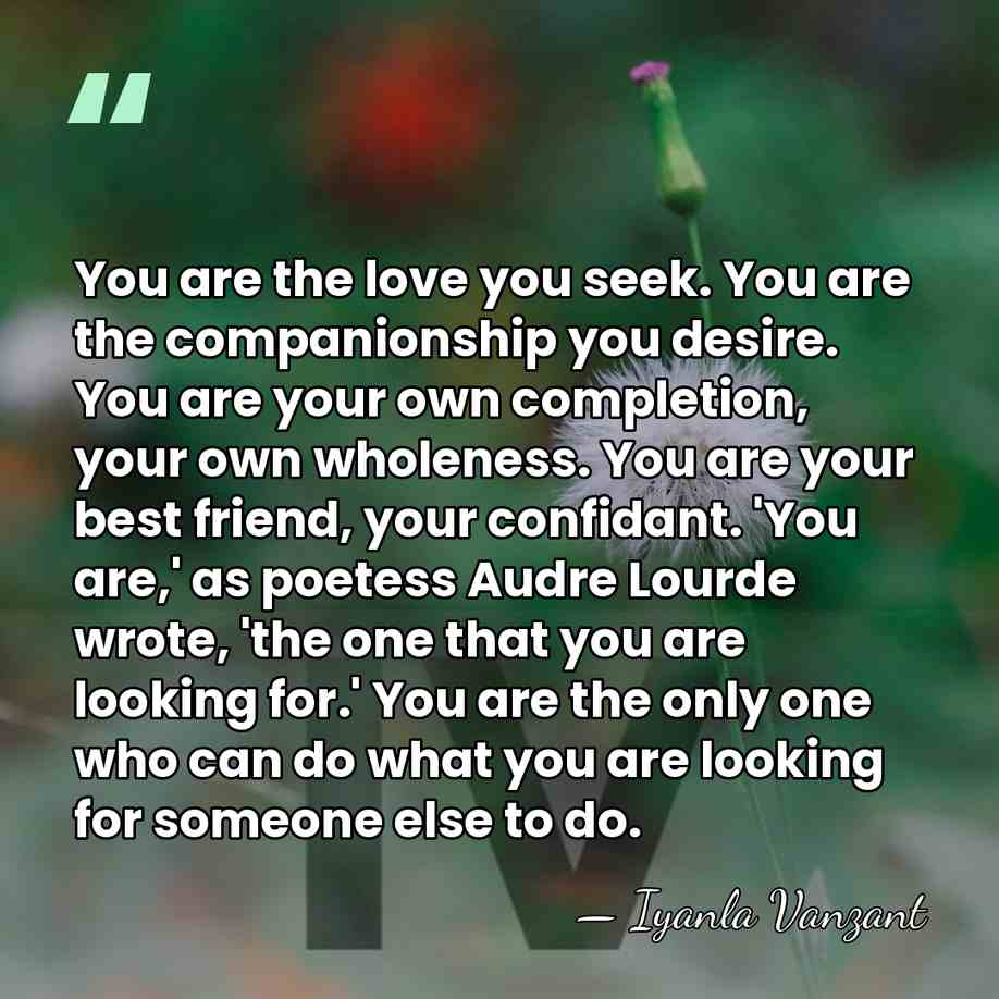 You are the love you seek. You are the companionship you desire.&hellip; - Iyanla Vanzant