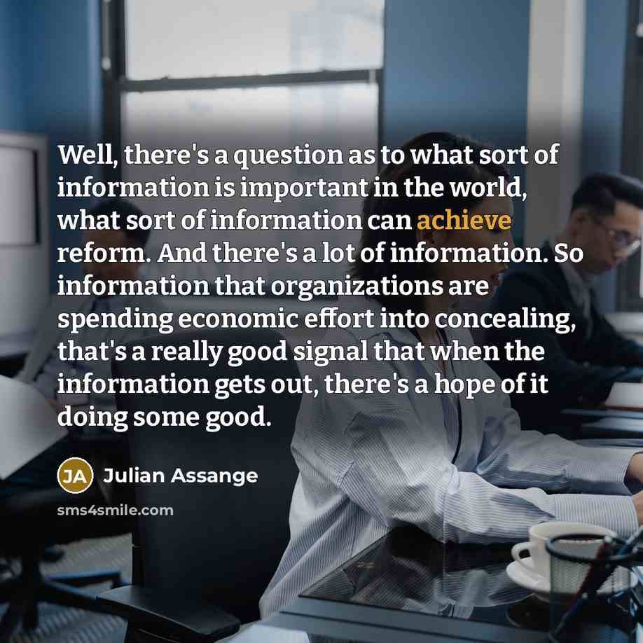 “Well, there's a question as to what sort of information…” quote by Julian Assange
