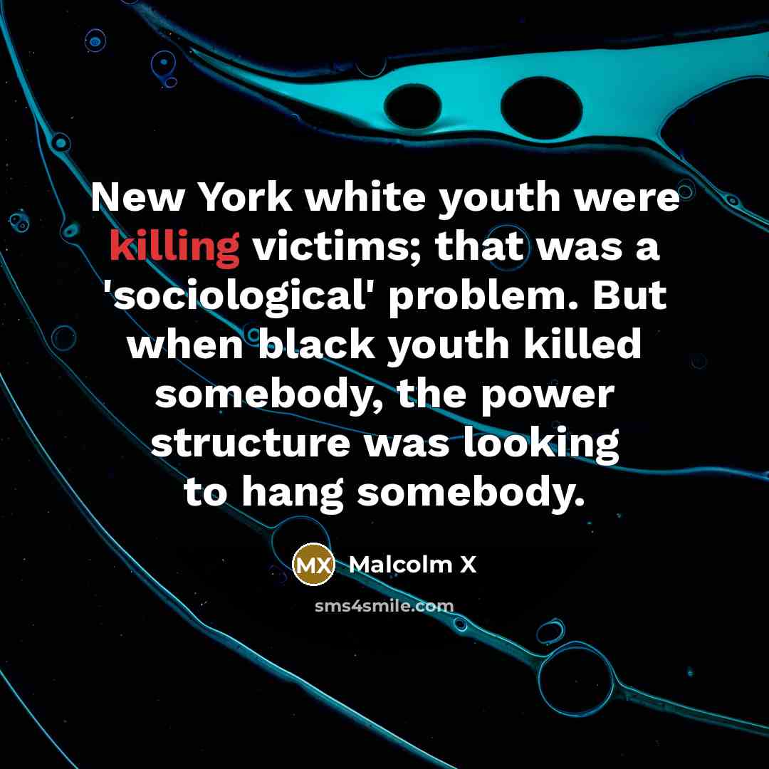 “New York white youth were killing victims; that was a…” quote by Malcolm X