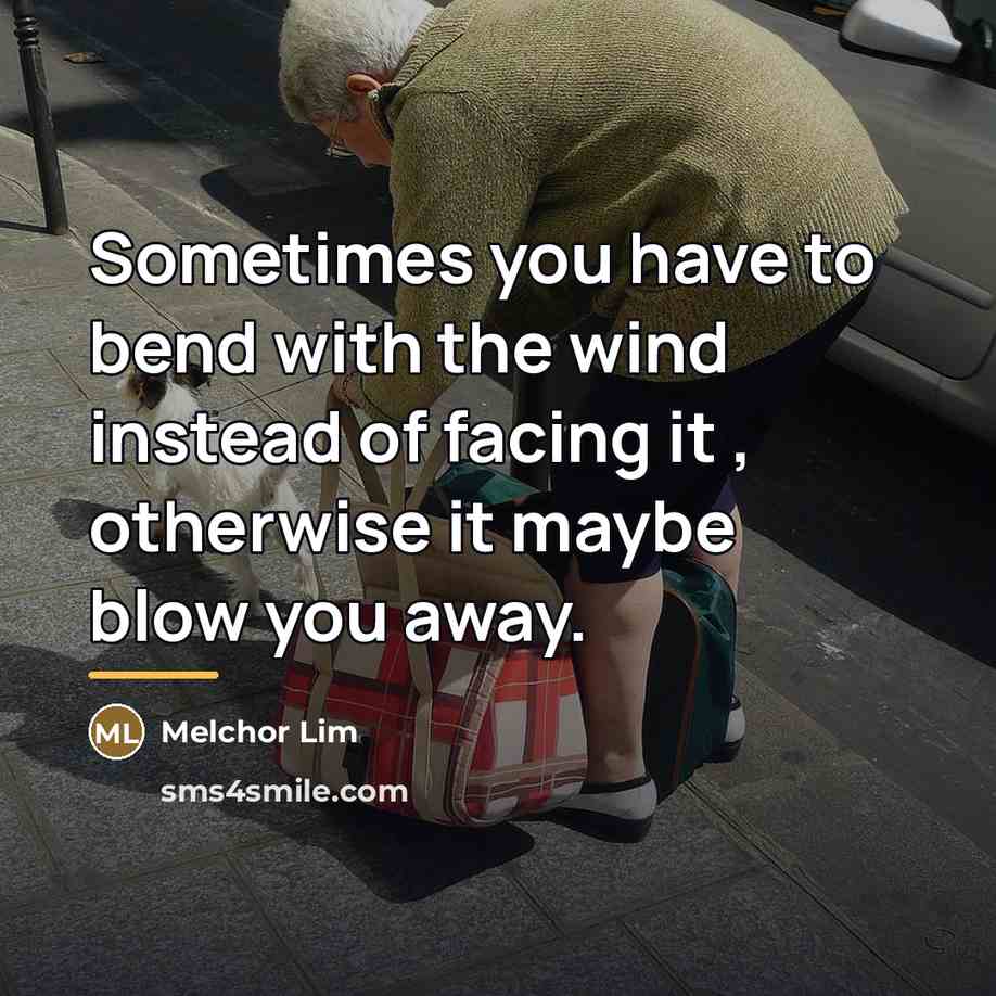 “Sometimes you have to bend with the wind instead of…” quote by Melchor Lim