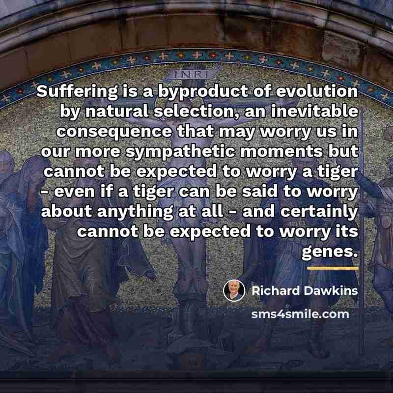 “Suffering is a byproduct of evolution by natural selection, an…” quote by Richard Dawkins