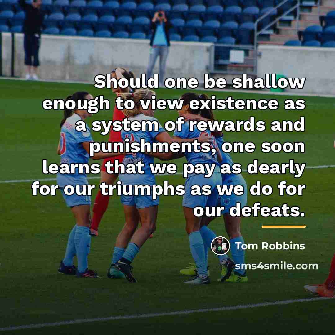 “Should one be shallow enough to view existence as a…” quote by Tom Robbins