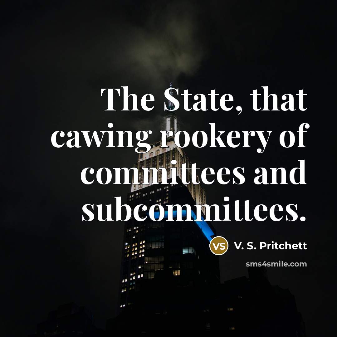 “The State, that cawing rookery of committees and subcommittees.…” quote by V. S. Pritchett