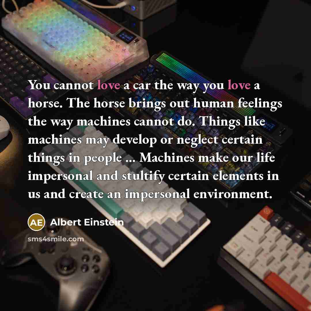 “You cannot love a car the way you love a…” quote by Albert Einstein