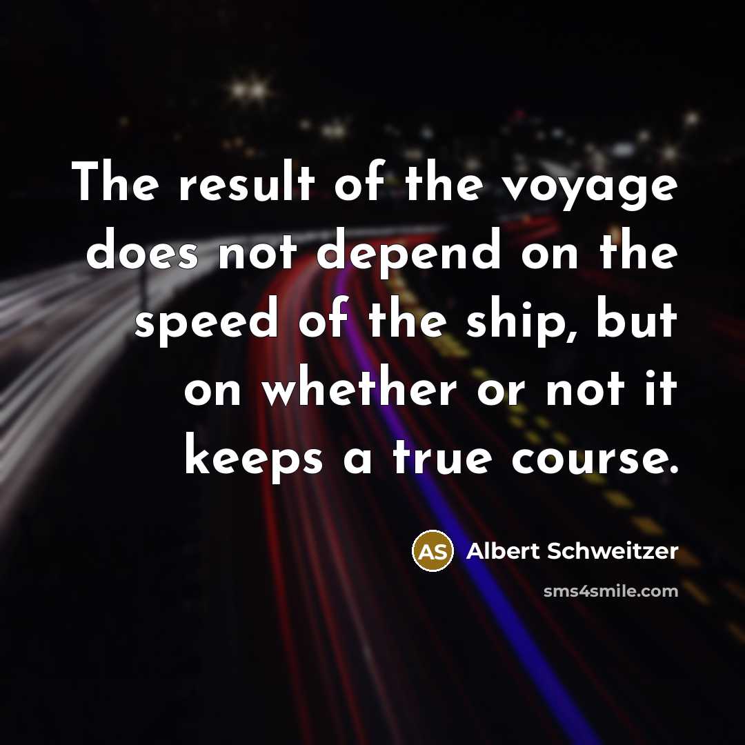 “The result of the voyage does not depend on the…” quote by Albert Schweitzer