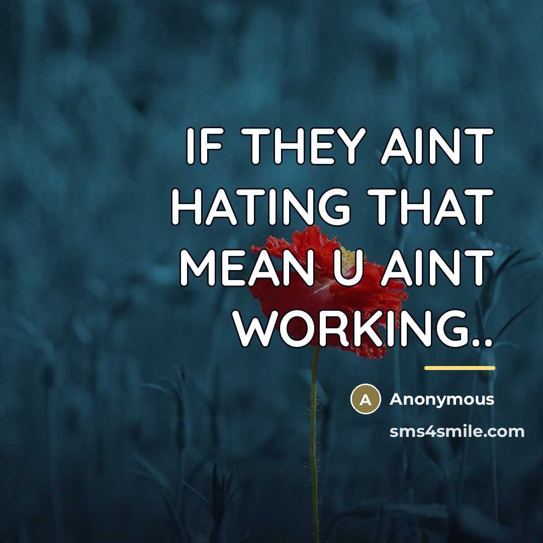 “IF THEY AINT HATING THAT MEAN U AINT WORKING..…” quote by Anonymous