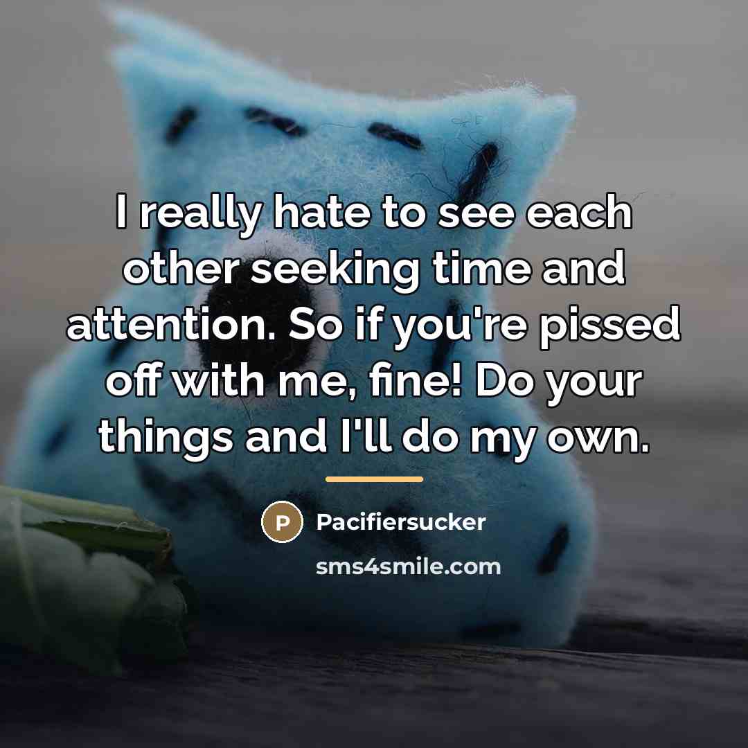 “I really hate to see each other seeking time and…” quote by Pacifiersucker