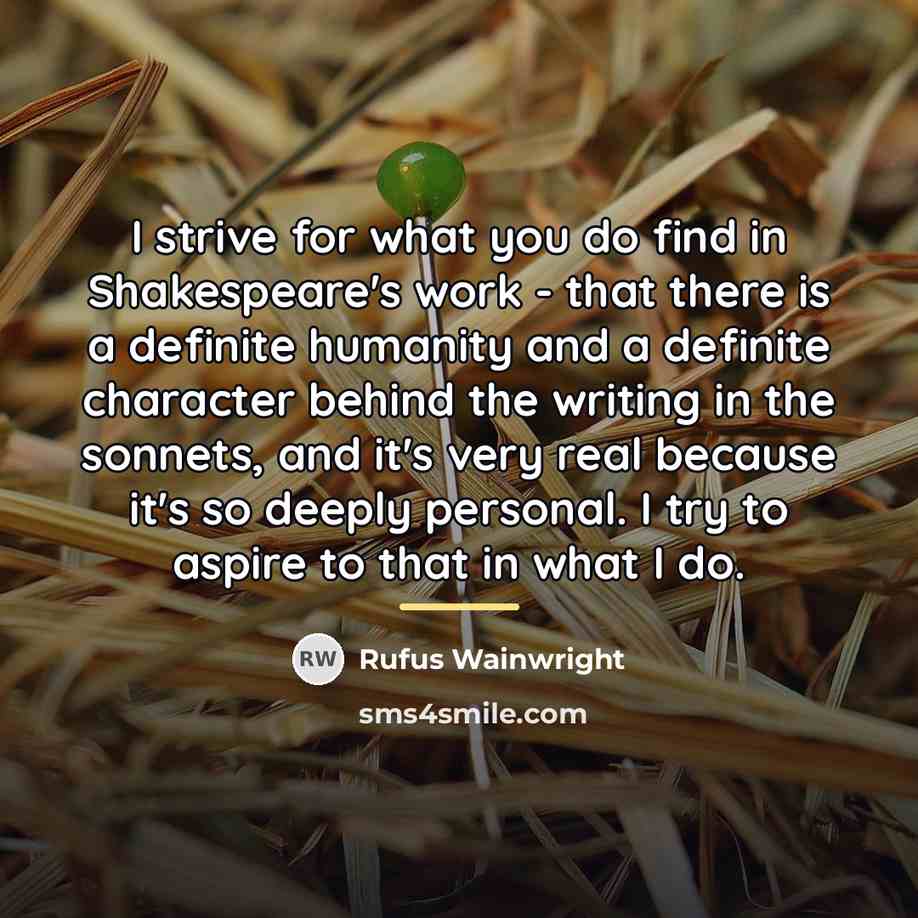“I strive for what you do find in Shakespeare's work…” quote by Rufus Wainwright