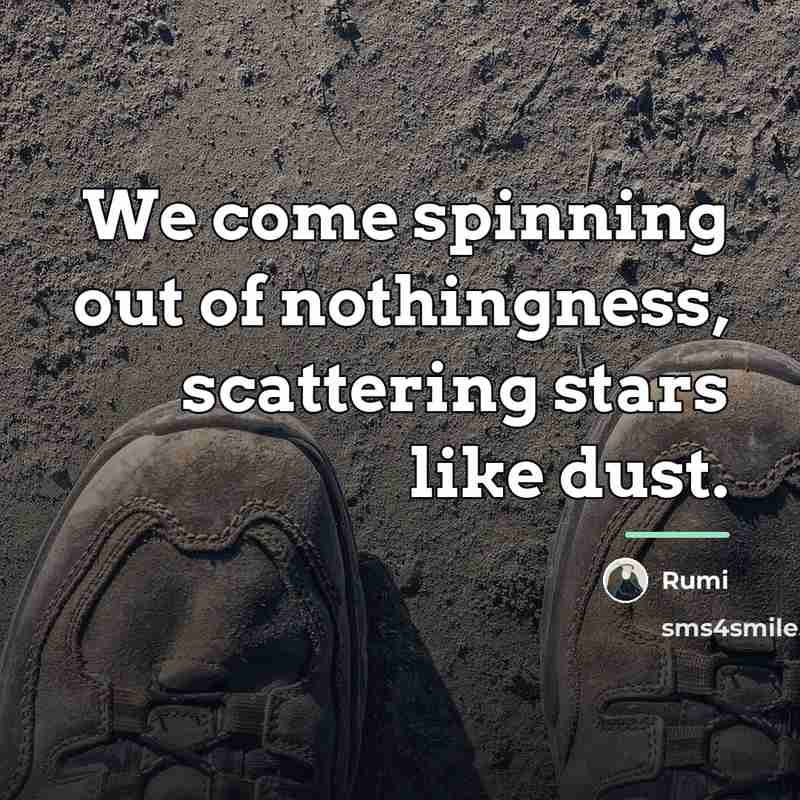 “We come spinning out of nothingness, scattering stars like dust.…” quote by Rumi