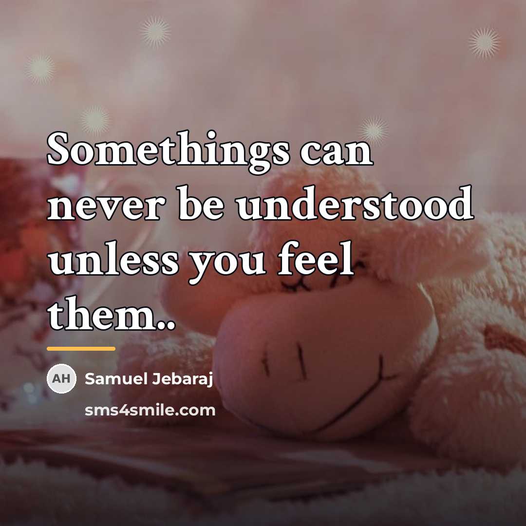“Somethings can never be understood unless you feel them..…” quote by Samuel Jebaraj