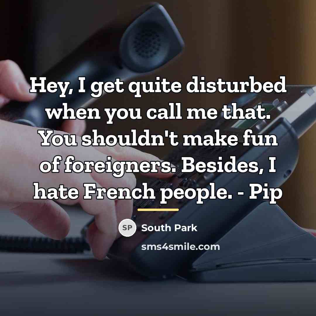 “Hey, I get quite disturbed when you call me that.…” quote by South Park