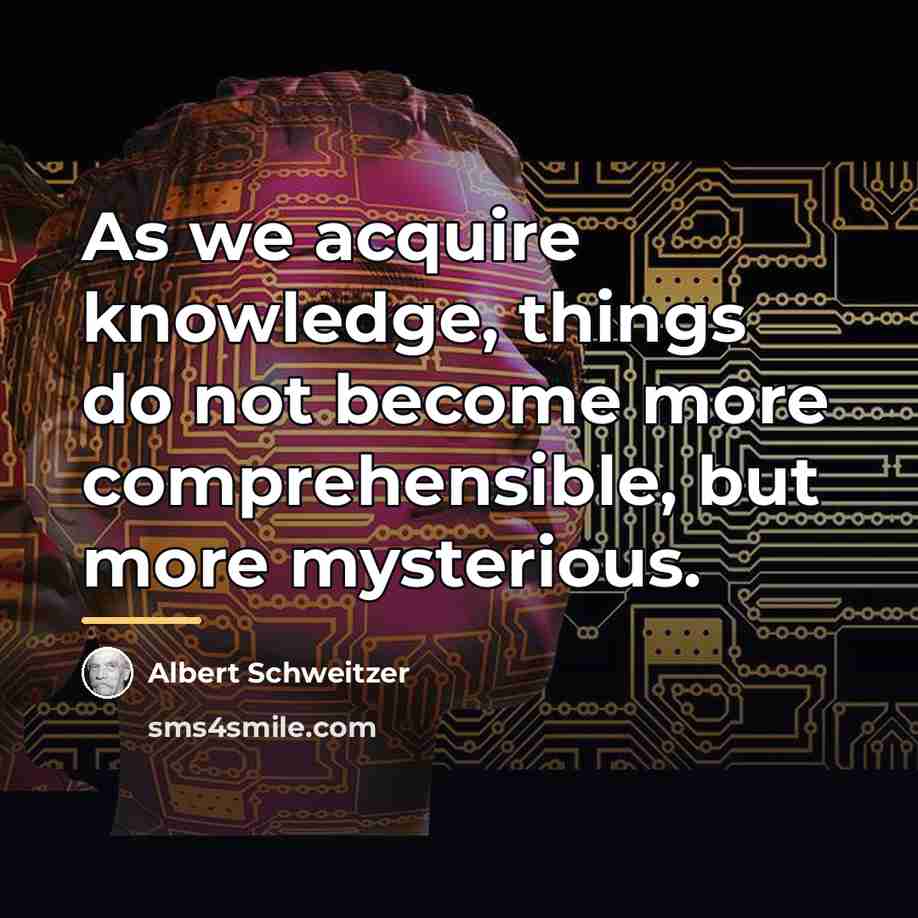 “As we acquire knowledge, things do not become more comprehensible,…” quote by Albert Schweitzer