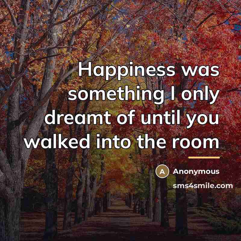 “Happiness was something I only dreamt of until you walked…” quote by Anonymous