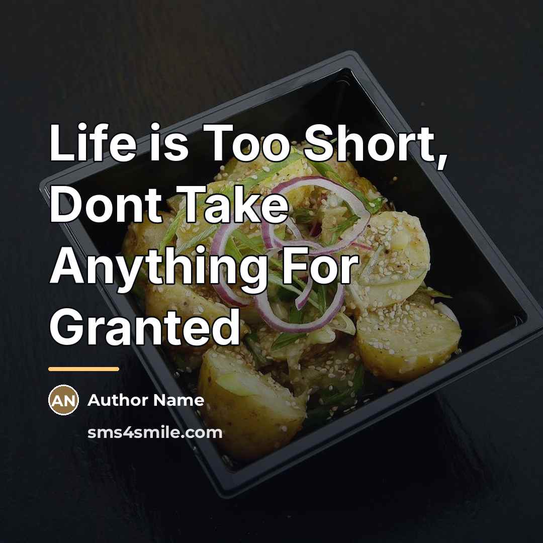 “Life is Too Short, Dont Take Anything For Granted…” quote by Author Name