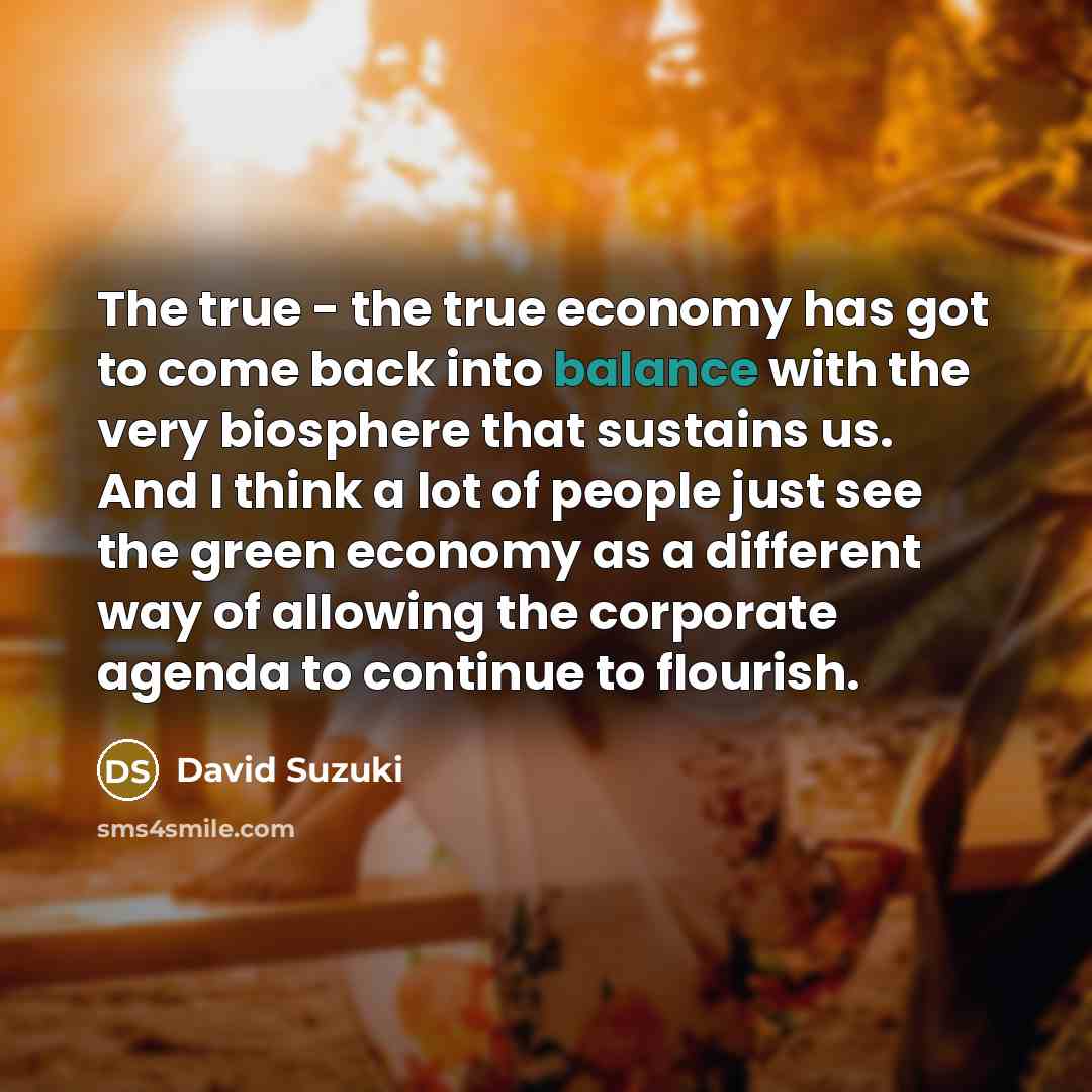 “The true - the true economy has got to come…” quote by David Suzuki