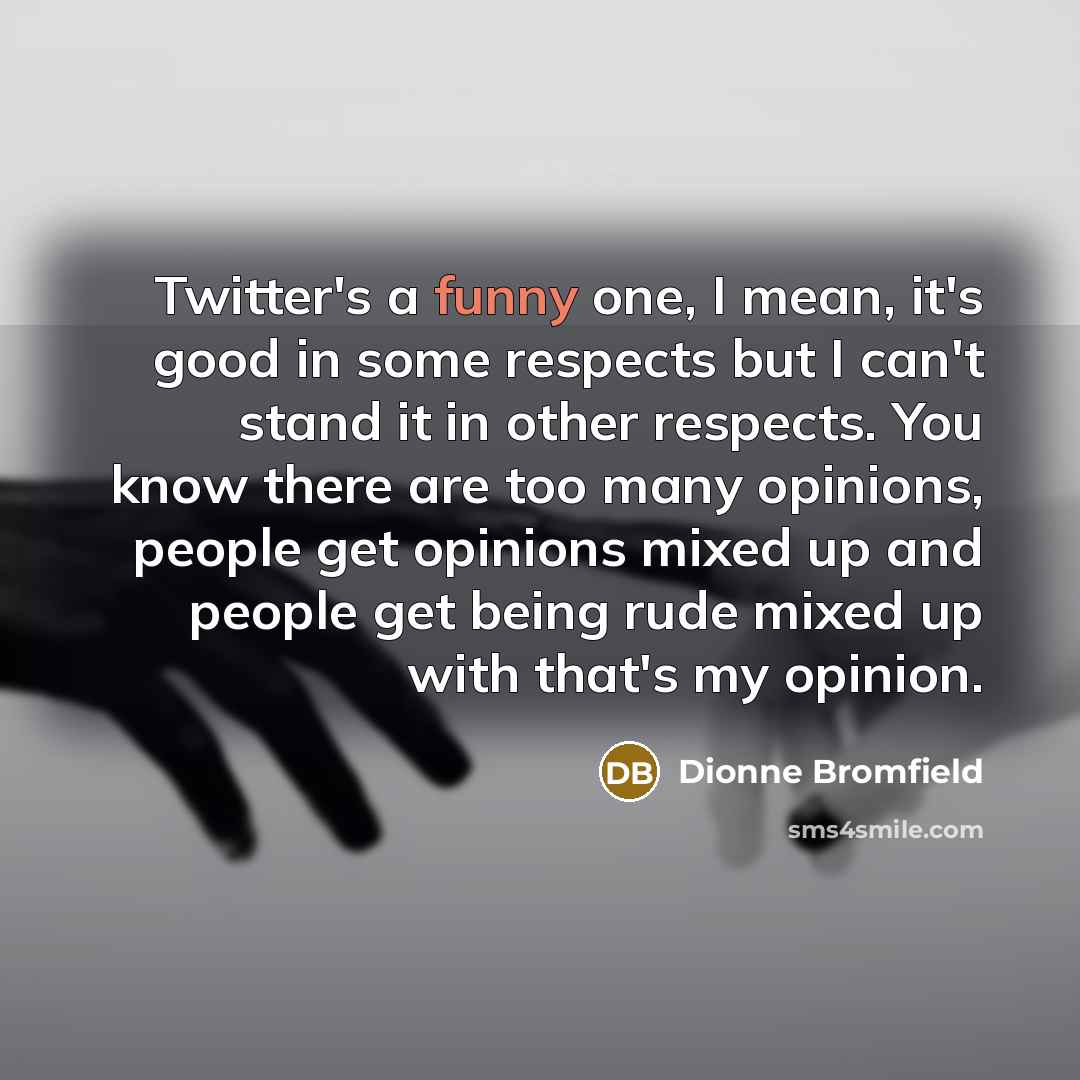 “Twitter's a funny one, I mean, it's good in some…” quote by Dionne Bromfield