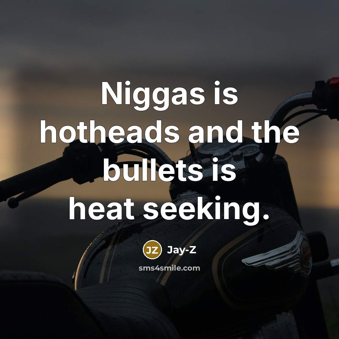 “Niggas is hotheads and the bullets is heat seeking.” quote by Jay-Z