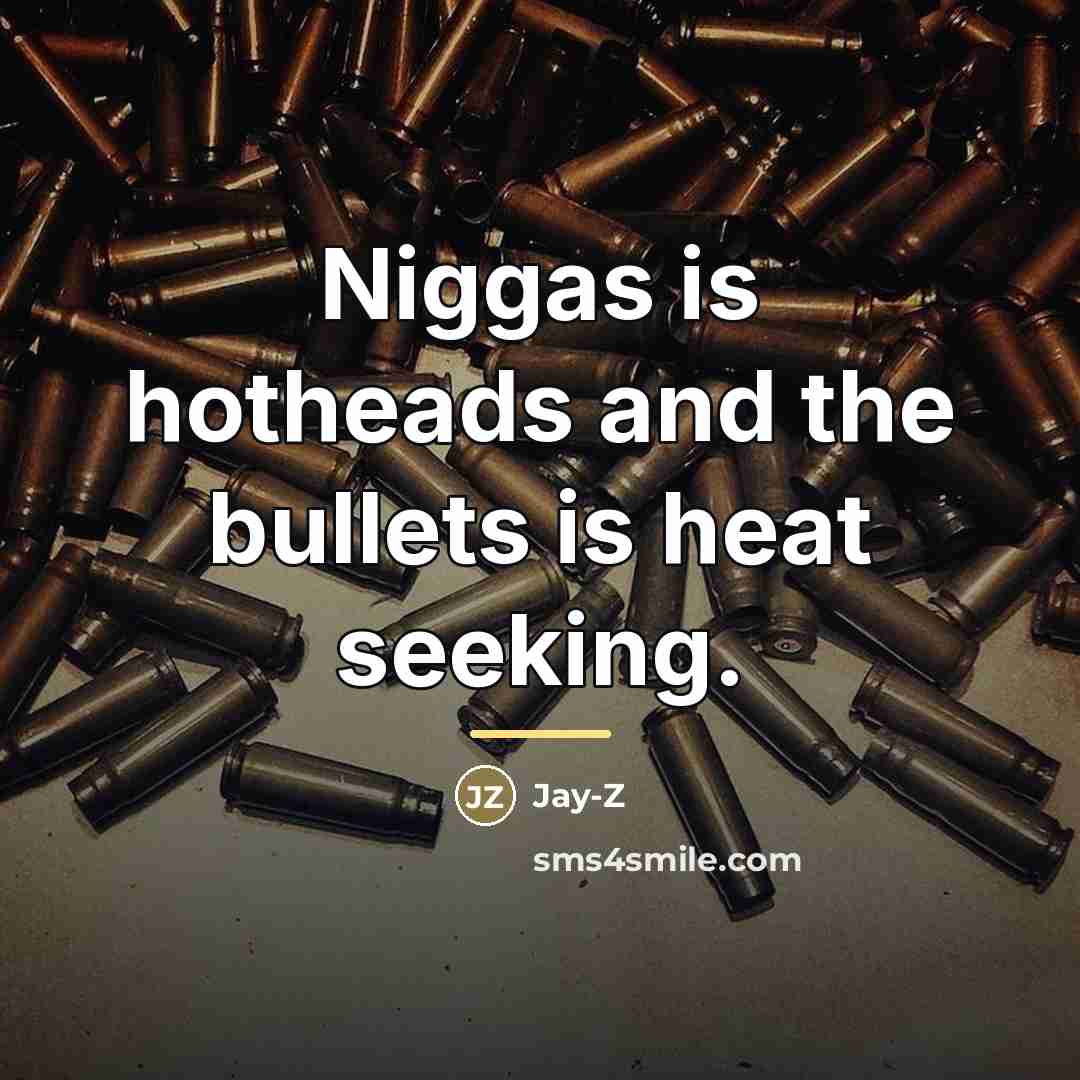 “Niggas is hotheads and the bullets is heat seeking.…” quote by Jay-Z