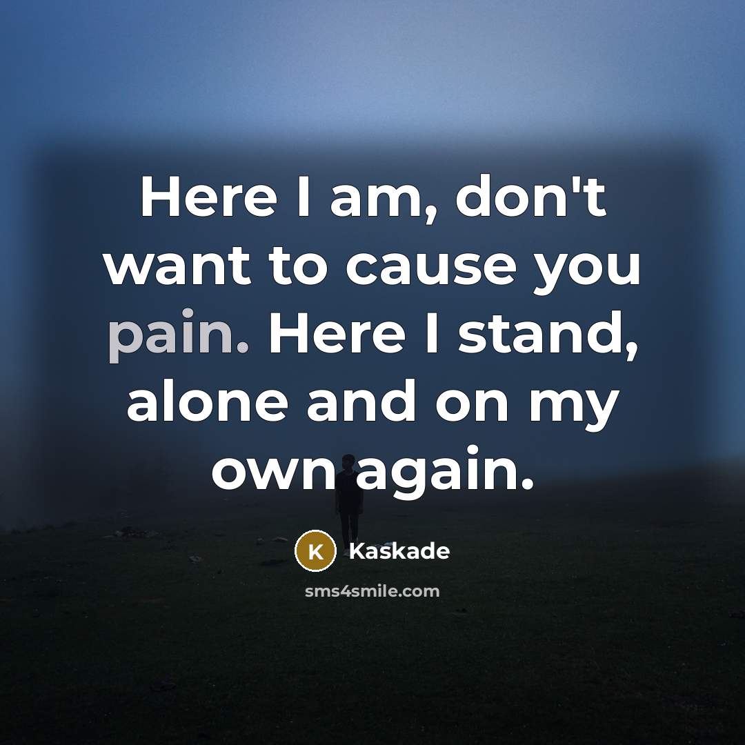 “Here I am, don't want to cause you pain. Here…” quote by Kaskade