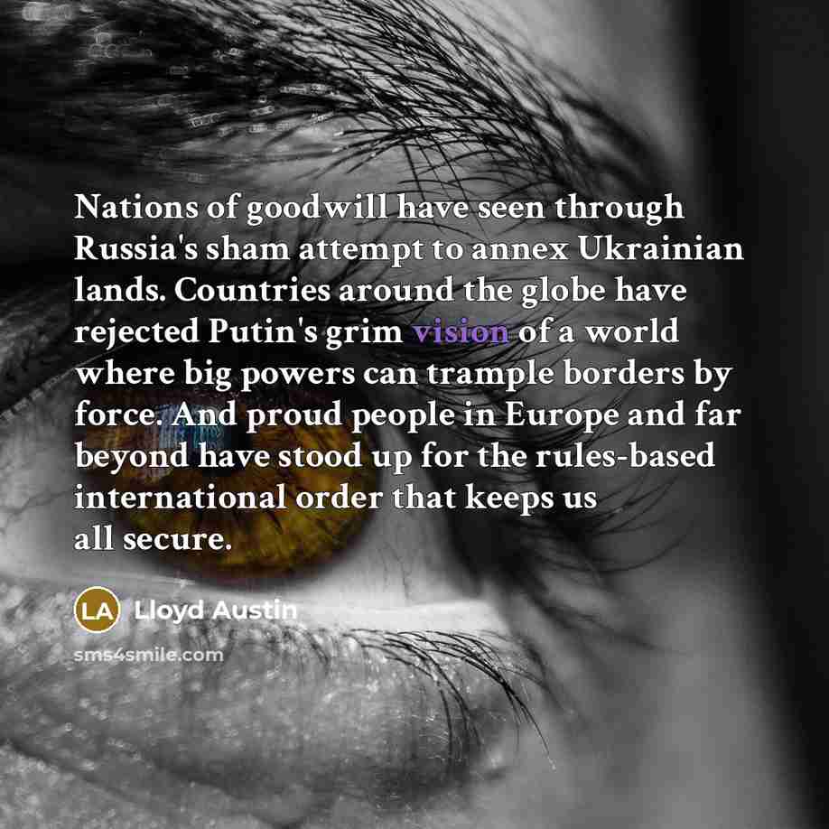 “Nations of goodwill have seen through Russia's sham attempt to…” quote by Lloyd Austin