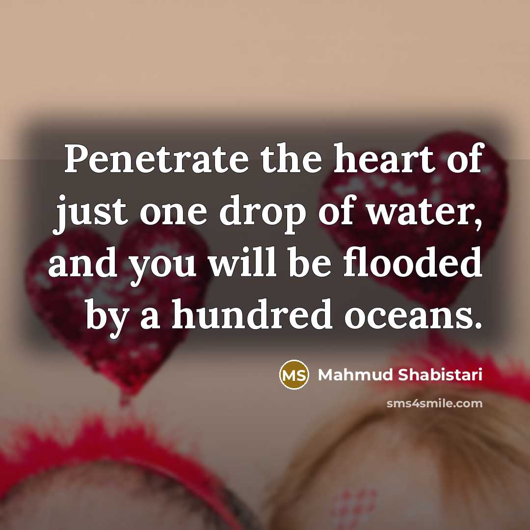 “Penetrate the heart of just one drop of water, and…” quote by Mahmud Shabistari