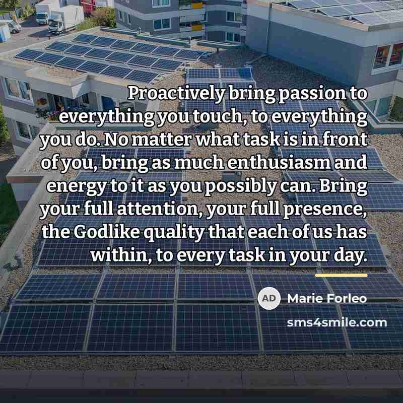 “Proactively bring passion to everything you touch, to everything you…” quote by Marie Forleo