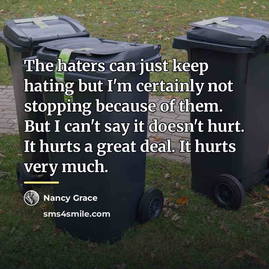“The haters can just keep hating but I'm certainly not…” quote by Nancy Grace