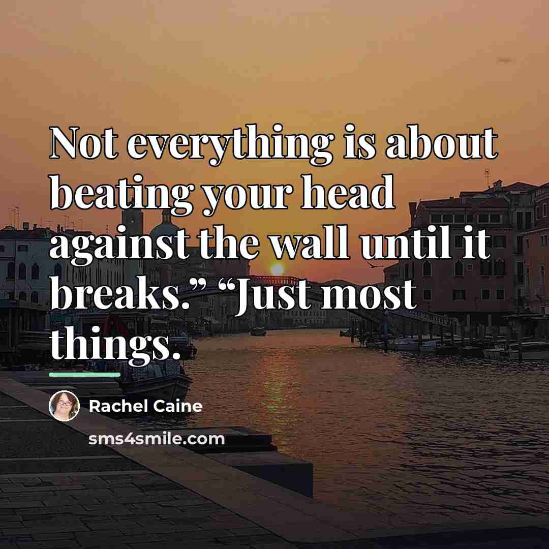 “Not everything is about beating your head against the wall…” quote by Rachel Caine