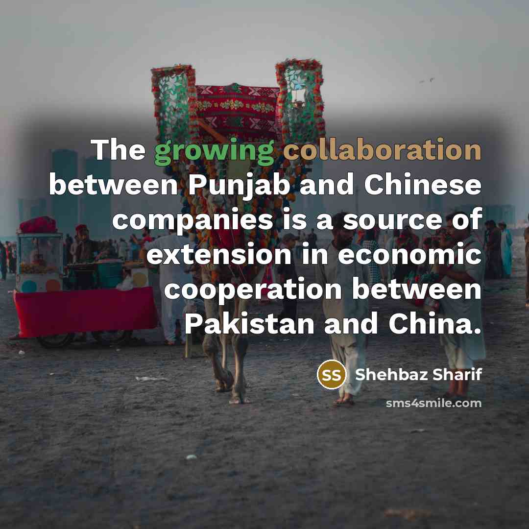 “The growing collaboration between Punjab and Chinese companies is a source of extension in economic cooperation between Pakistan and China.” quote by Shehbaz Sharif