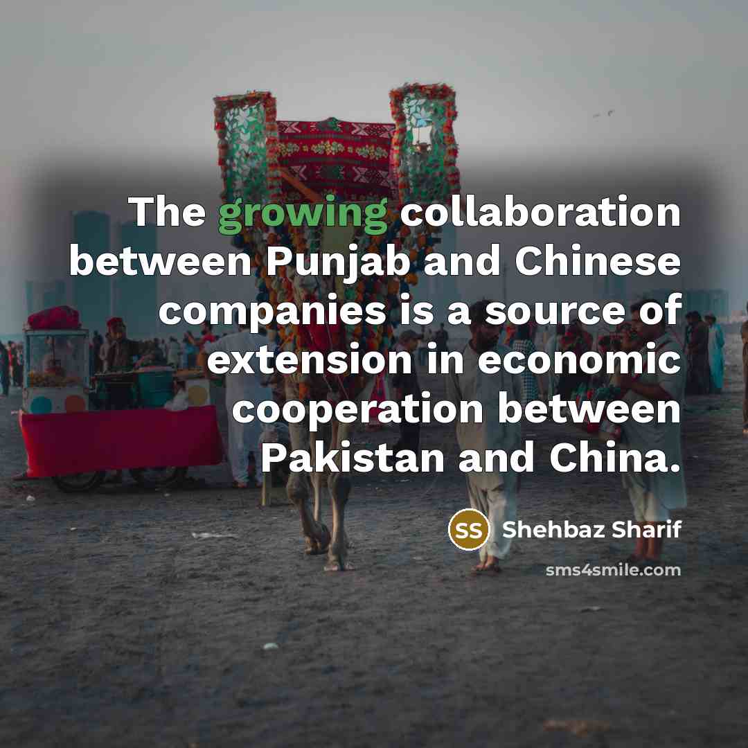 “The growing collaboration between Punjab and Chinese companies is a…” quote by Shehbaz Sharif