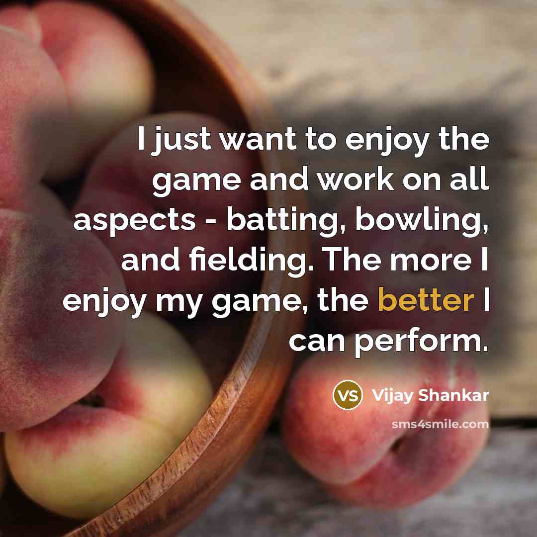 “I just want to enjoy the game and work on all aspects - batting, bowling, and fielding. The more I enjoy my game, the better I can perform.” quote by Vijay Shankar