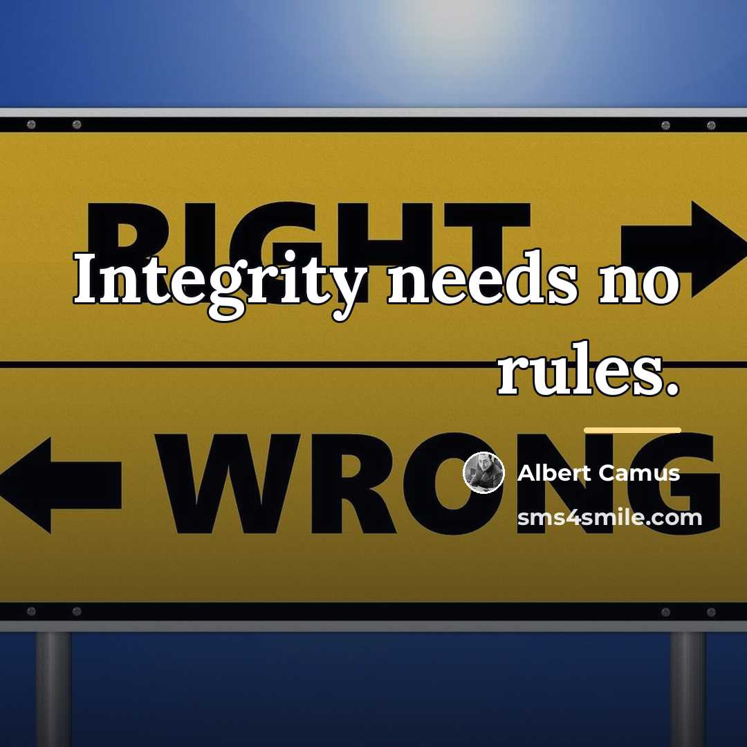 “Integrity needs no rules.…” quote by Albert Camus