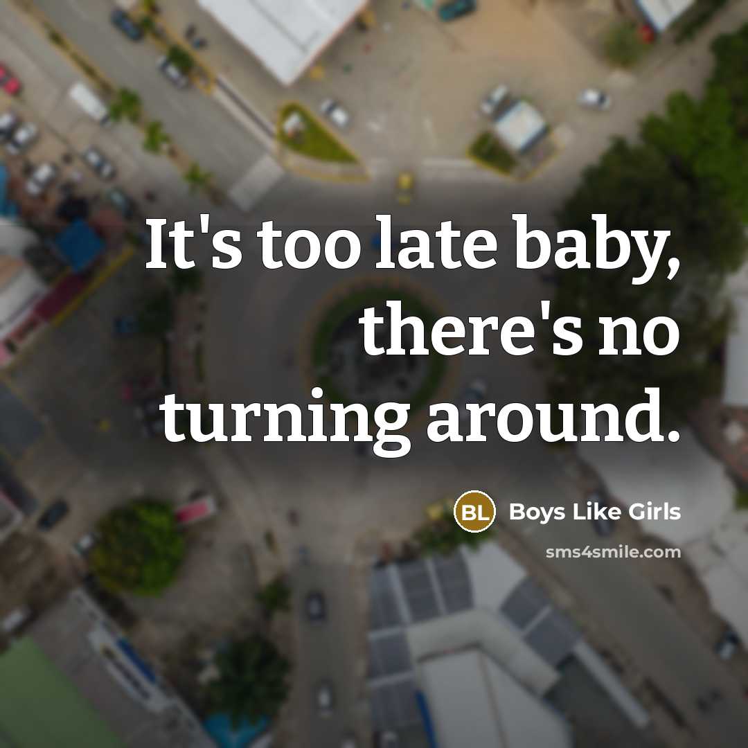 “It's too late baby, there's no turning around.…” quote by Boys Like Girls