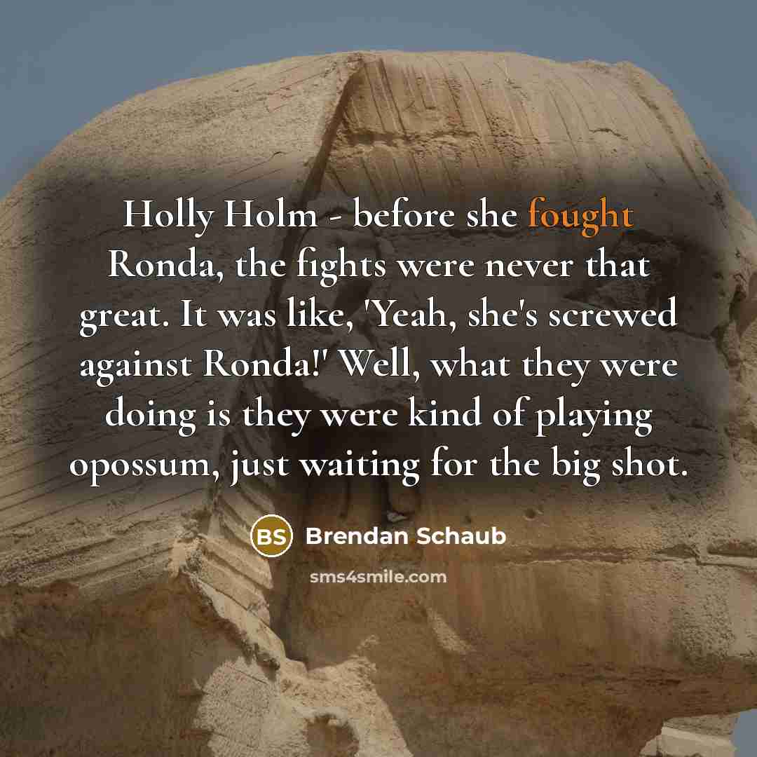 “Holly Holm - before she fought Ronda, the fights were…” quote by Brendan Schaub