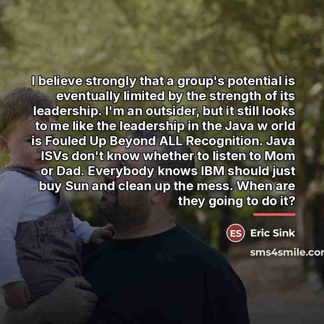 “I believe strongly that a group's potential is eventually limited…” quote by Eric Sink